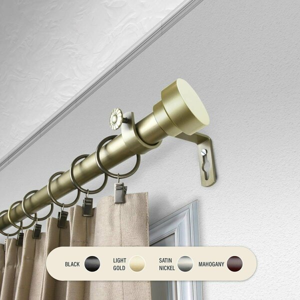 Kd Encimera 1 in. Cover Curtain Rod with 160 to 240 in. Extension, Light Gold KD3726042